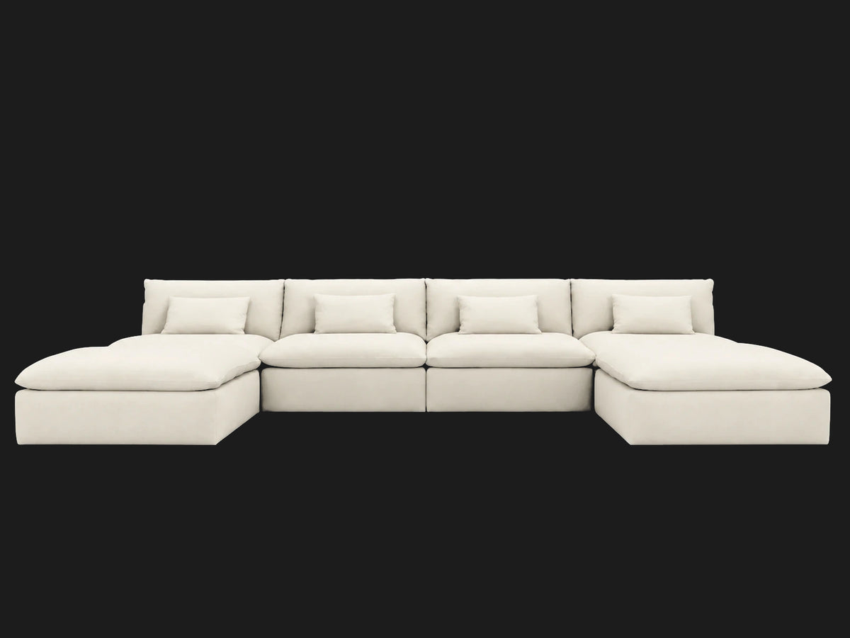 Aria U-Shape Sectional — Wool Vanilla front view