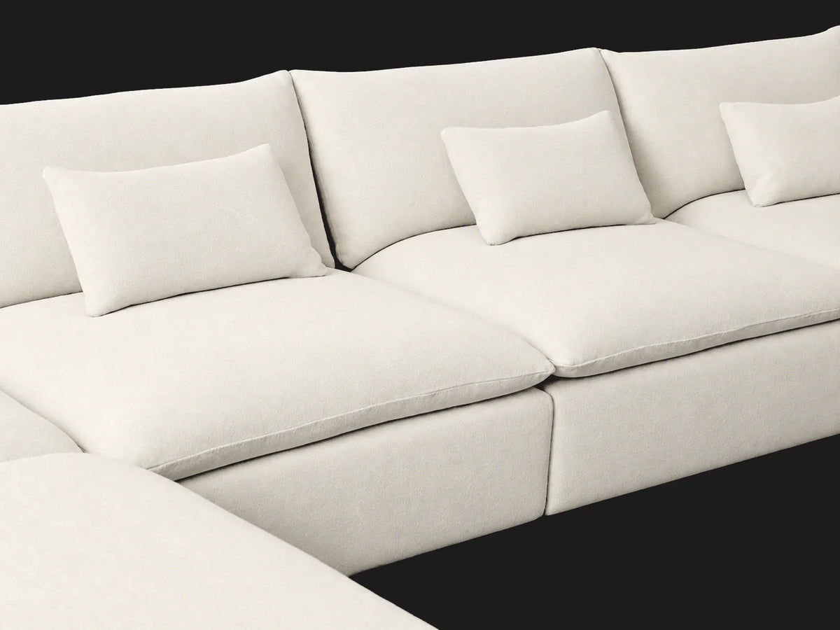 Aria U-Shape Sectional — Wool Vanilla seat and cushion detail
