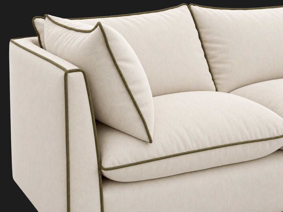 Coco 2.5 Seater Sofa in Italian Brushed Wool Vanilla — deep seat detail
