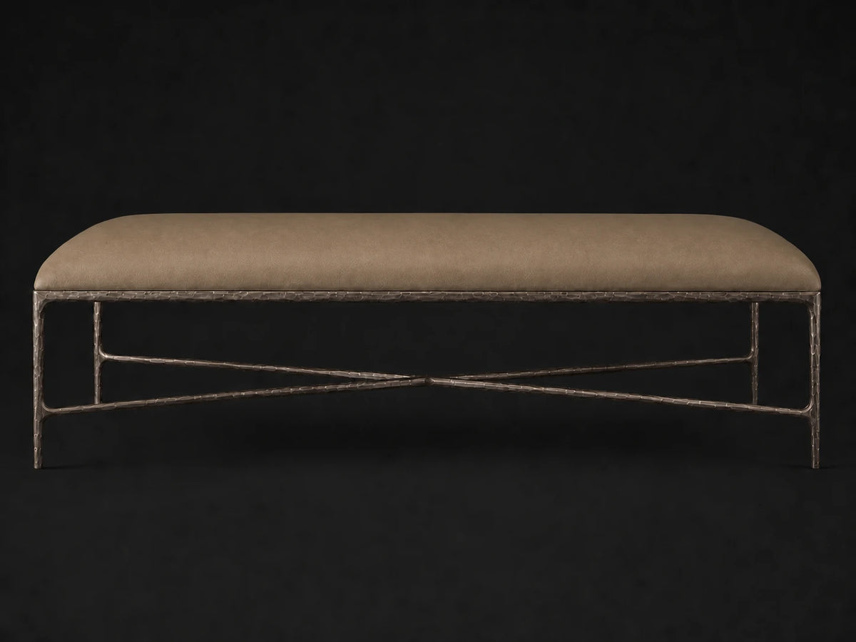 Rectangular Coffee Ottoman — Costa Leather Portobello — Forged Bronze #Fabric & Color_Costa Leather Portobello