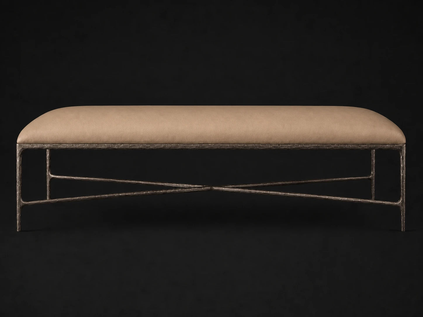 Rectangular Coffee Ottoman — Costa Leather Ridge — Forged Bronze #Fabric & Color_Costa Leather Ridge
