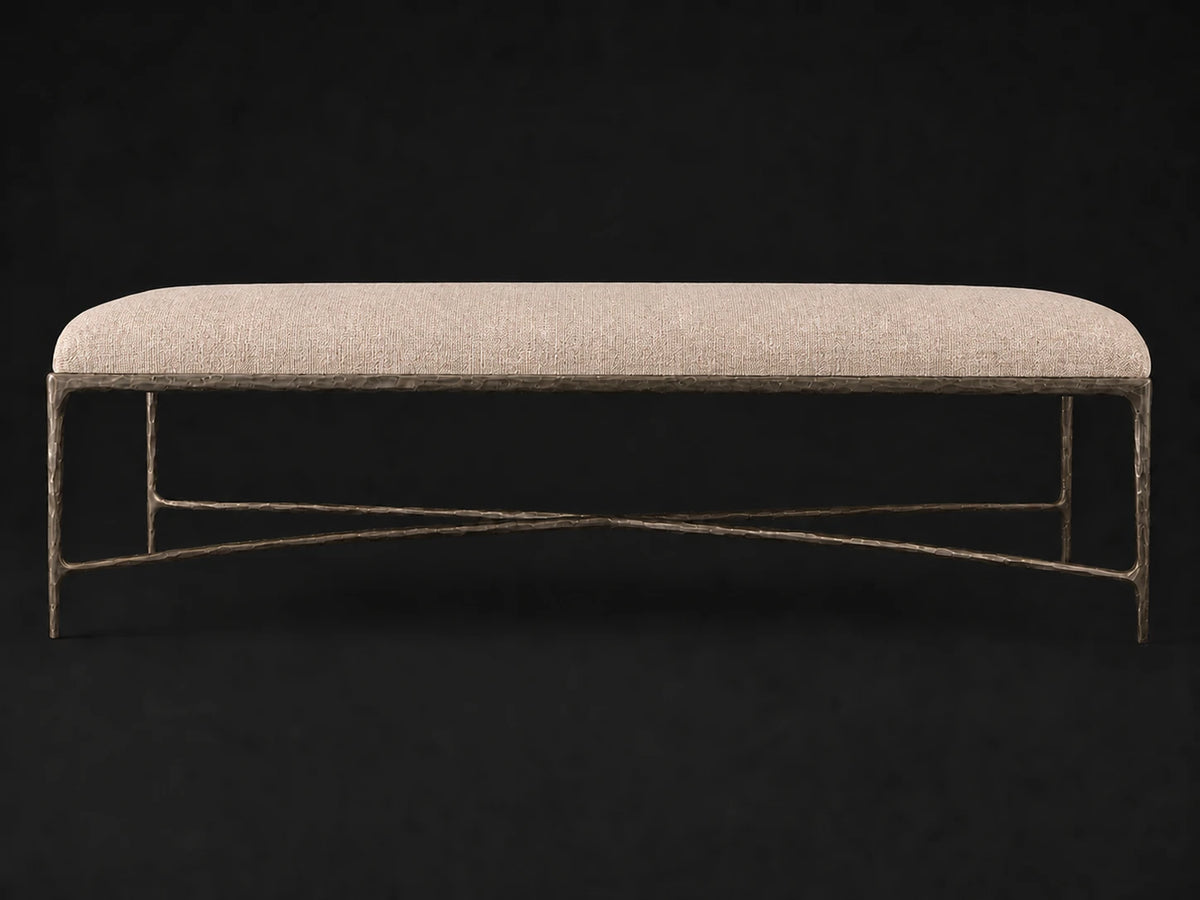 Rectangular Coffee Ottoman — Heritage Belgian Linen Petal — Forged Bronze #Fabric & Color_Heritage Belgian Linen Petal