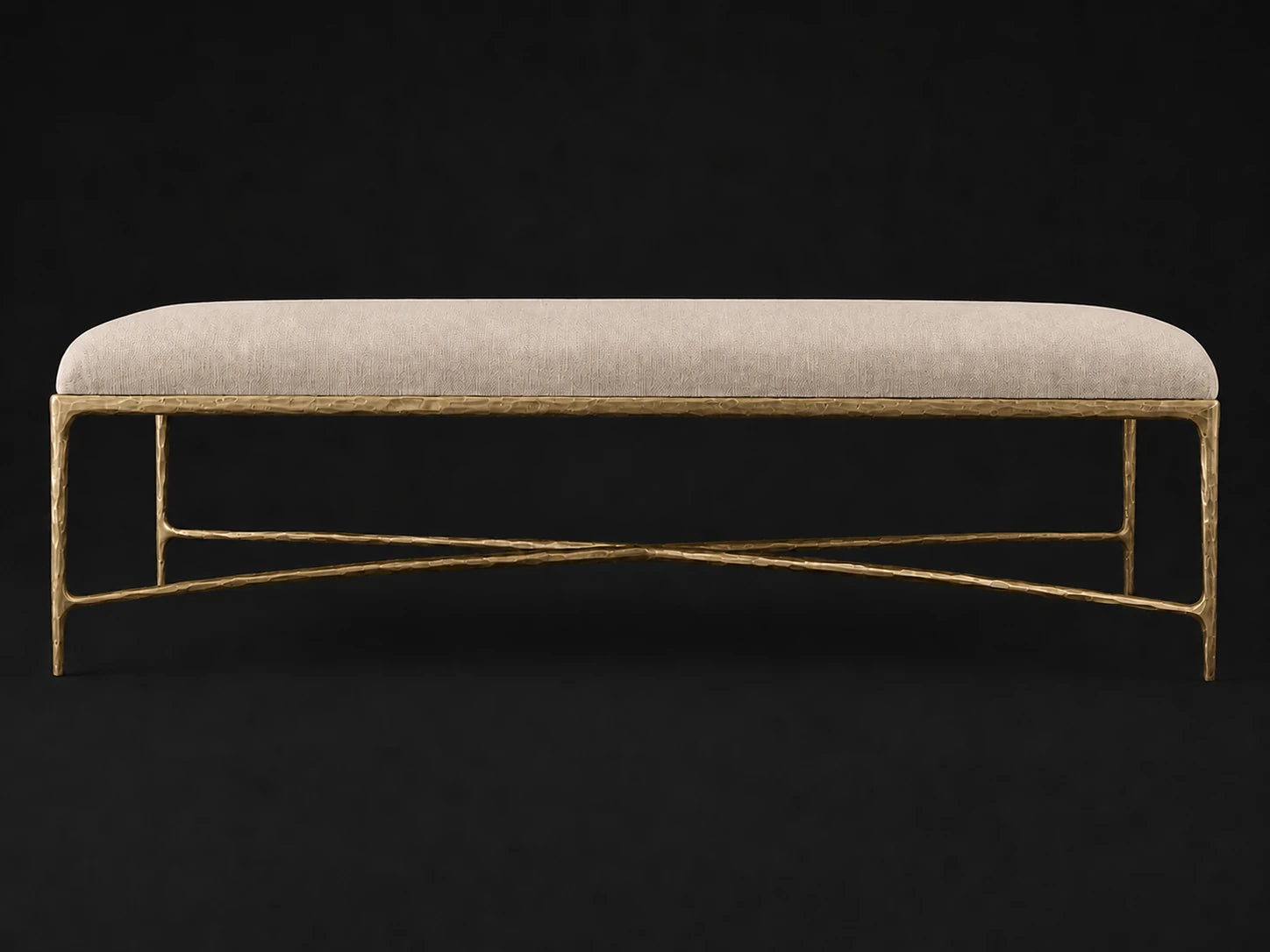 Rectangular Coffee Ottoman — Italian Brushed Wool Fox — Forged Brass #Fabric & Color_Italian Brushed Wool Fox