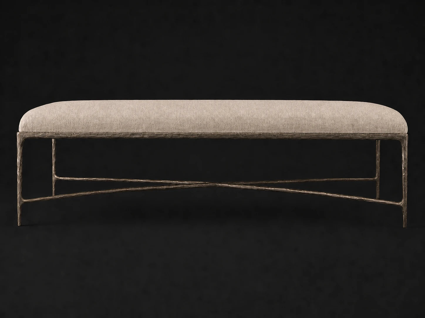 Rectangular Coffee Ottoman — Italian Brushed Wool Fox — Forged Bronze #Fabric & Color_Italian Brushed Wool Fox