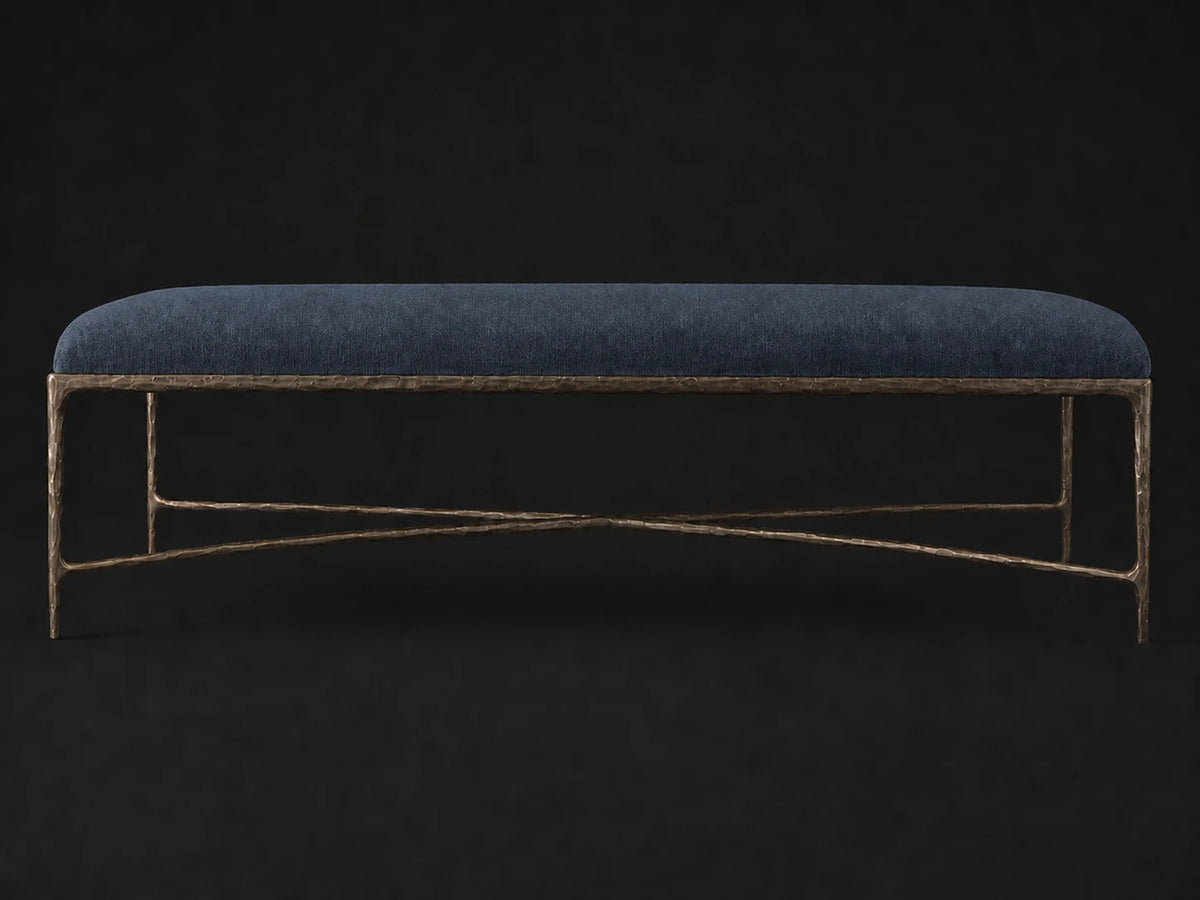 Rectangular Coffee Ottoman — Italian Brushed Wool Harbor — Forged Bronze #Fabric & Color_Italian Brushed Wool Harbor