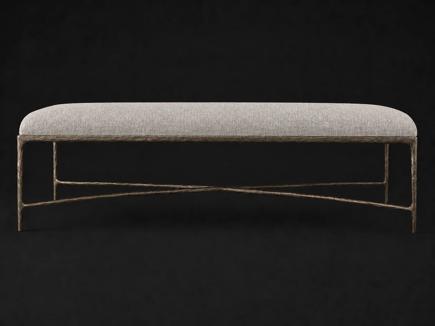 Rectangular Coffee Ottoman — Italian Brushed Wool Moon — Forged Bronze #Fabric & Color_Italian Brushed Wool Moon