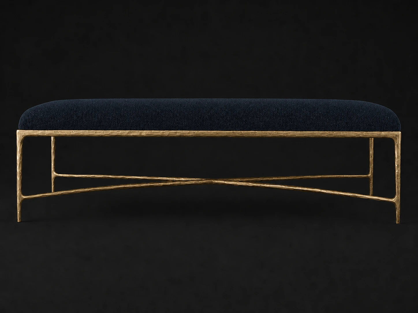 Rectangular Coffee Ottoman — Mohair Admiral — Forged Brass #Fabric & Color_Mohair Admiral