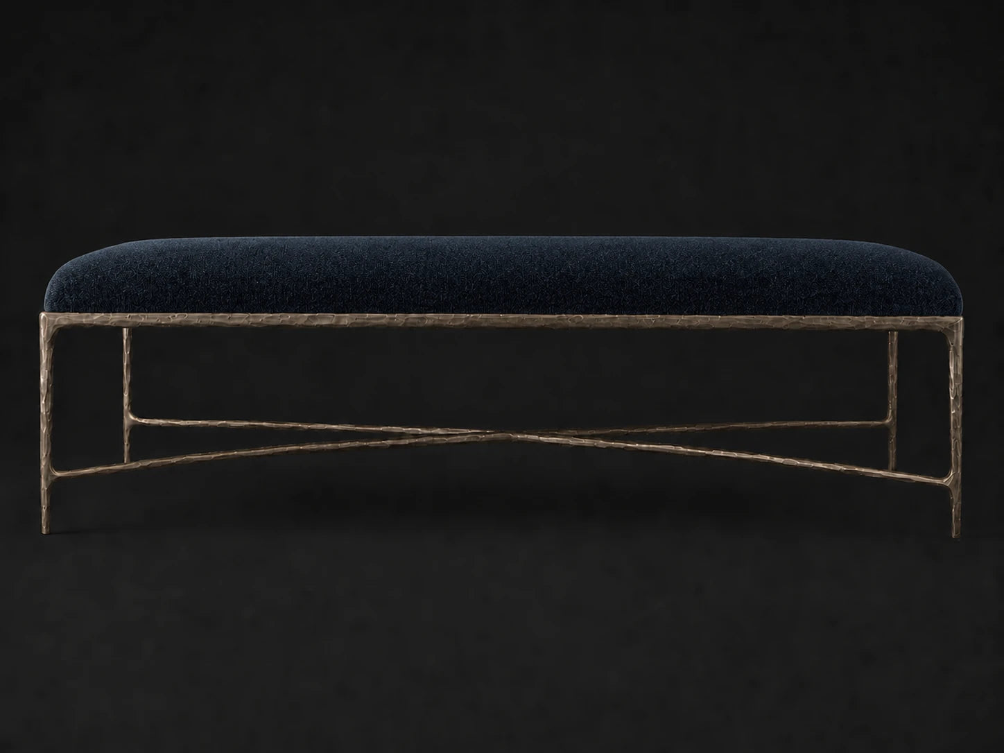 Rectangular Coffee Ottoman — Mohair Admiral — Forged Bronze #Fabric & Color_Mohair Admiral