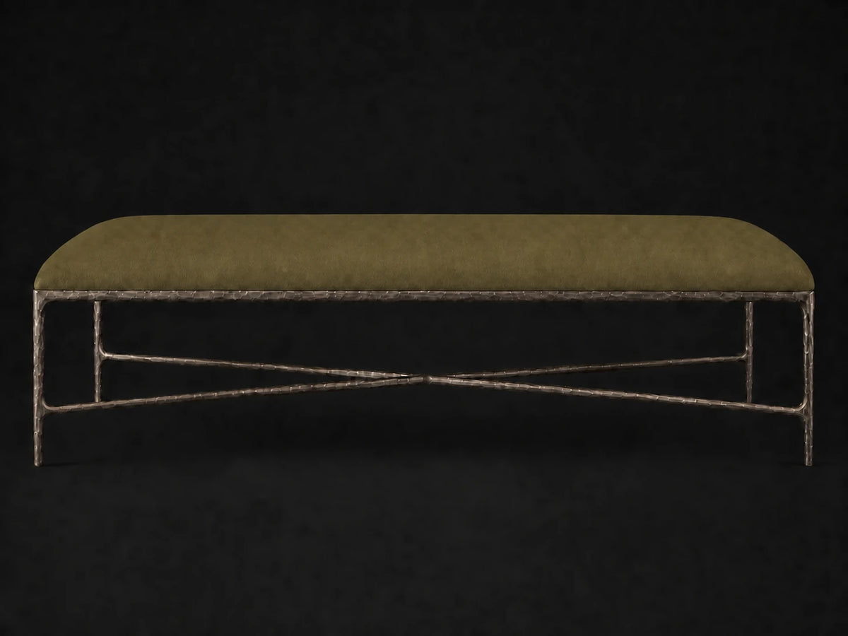 Rectangular Coffee Ottoman — Nubuck Leather Artichoke — Forged Bronze #Fabric & Color_Nubuck Leather Artichoke