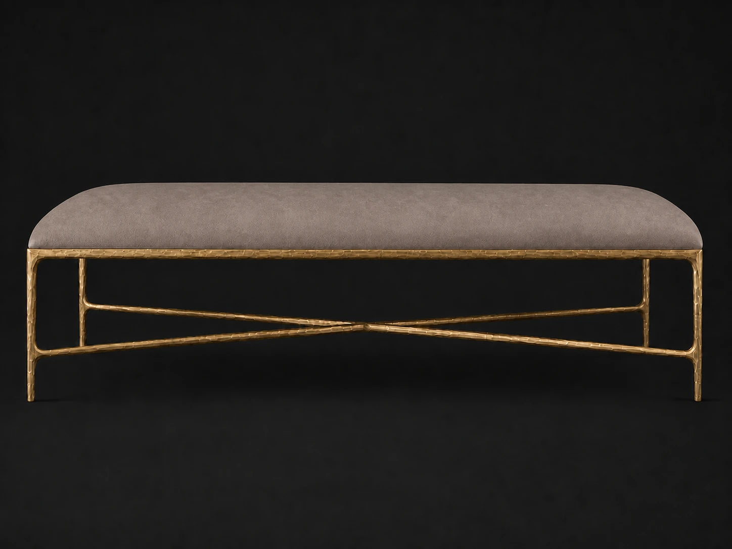 Rectangular Coffee Ottoman — Nubuck Leather Asphalt — Forged Brass #Fabric & Color_Nubuck Leather Asphalt