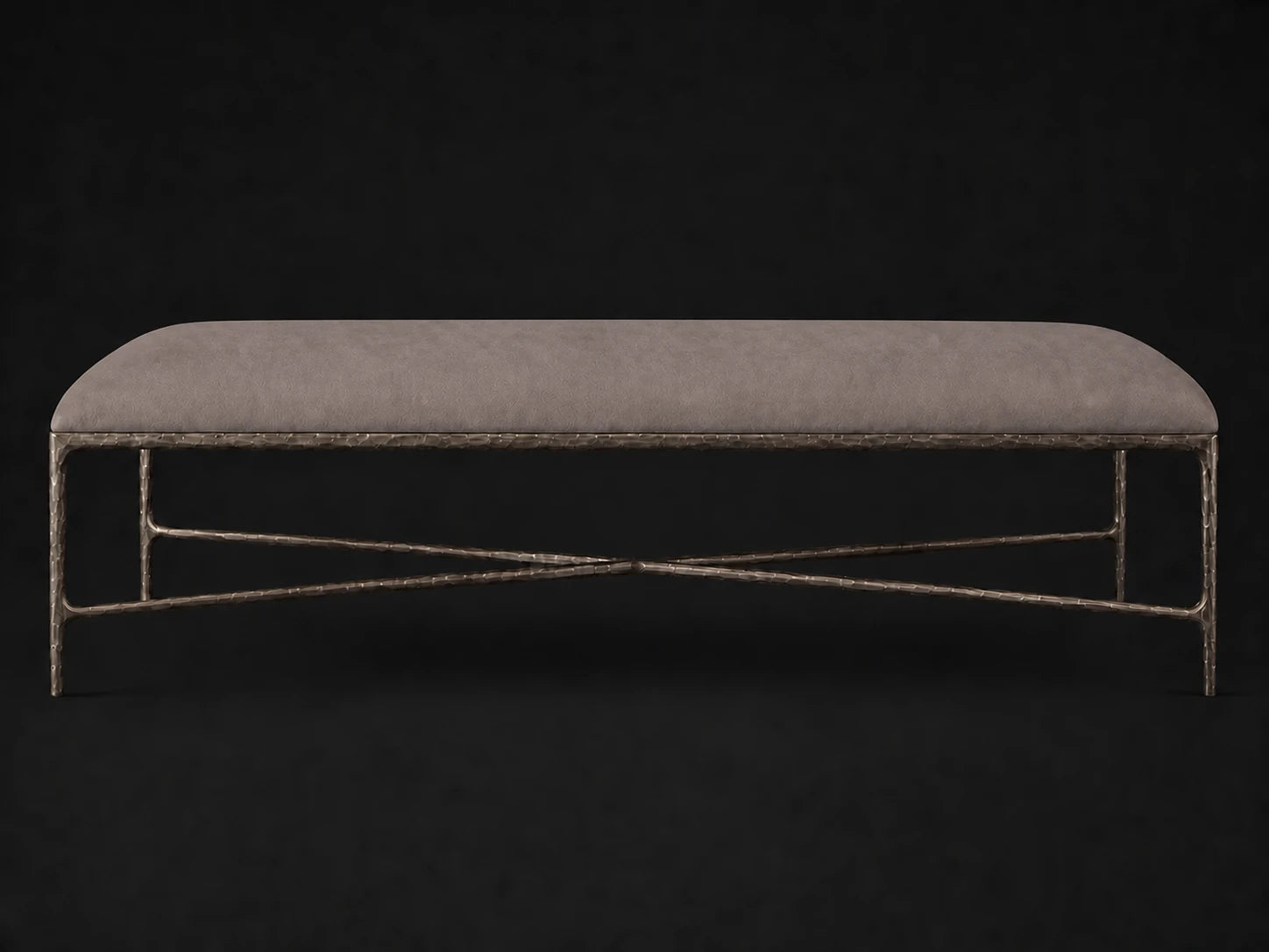 Rectangular Coffee Ottoman — Nubuck Leather Asphalt — Forged Bronze #Fabric & Color_Nubuck Leather Asphalt