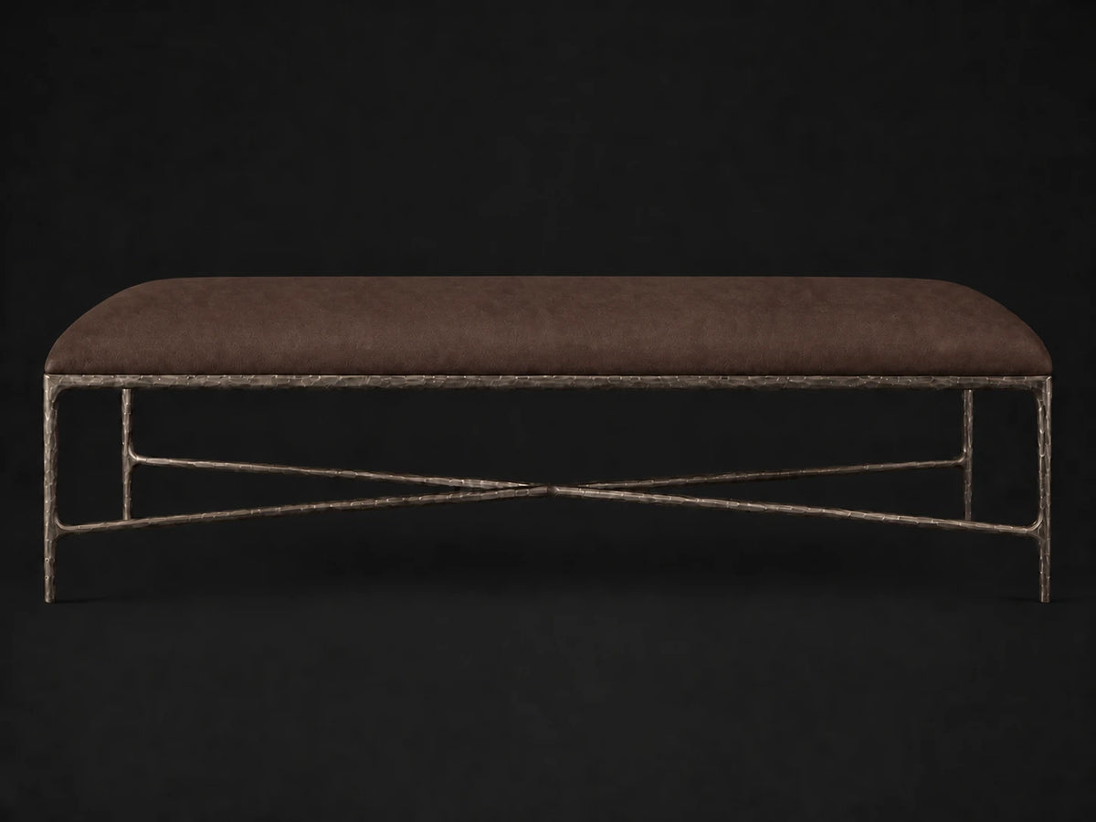 Rectangular Coffee Ottoman — Nubuck Leather Espresso — Forged Bronze #Fabric & Color_Nubuck Leather Espresso
