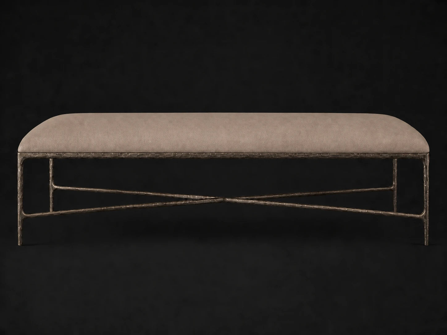 Rectangular Coffee Ottoman — Nubuck Leather Fawn — Forged Bronze #Fabric & Color_Nubuck Leather Fawn