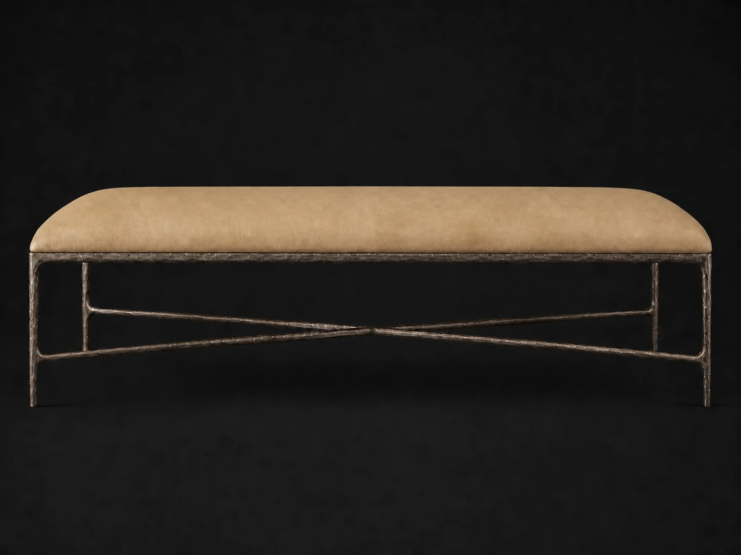 Rectangular Coffee Ottoman — Nubuck Leather Rye — Forged Bronze #Fabric & Color_Nubuck Leather Rye