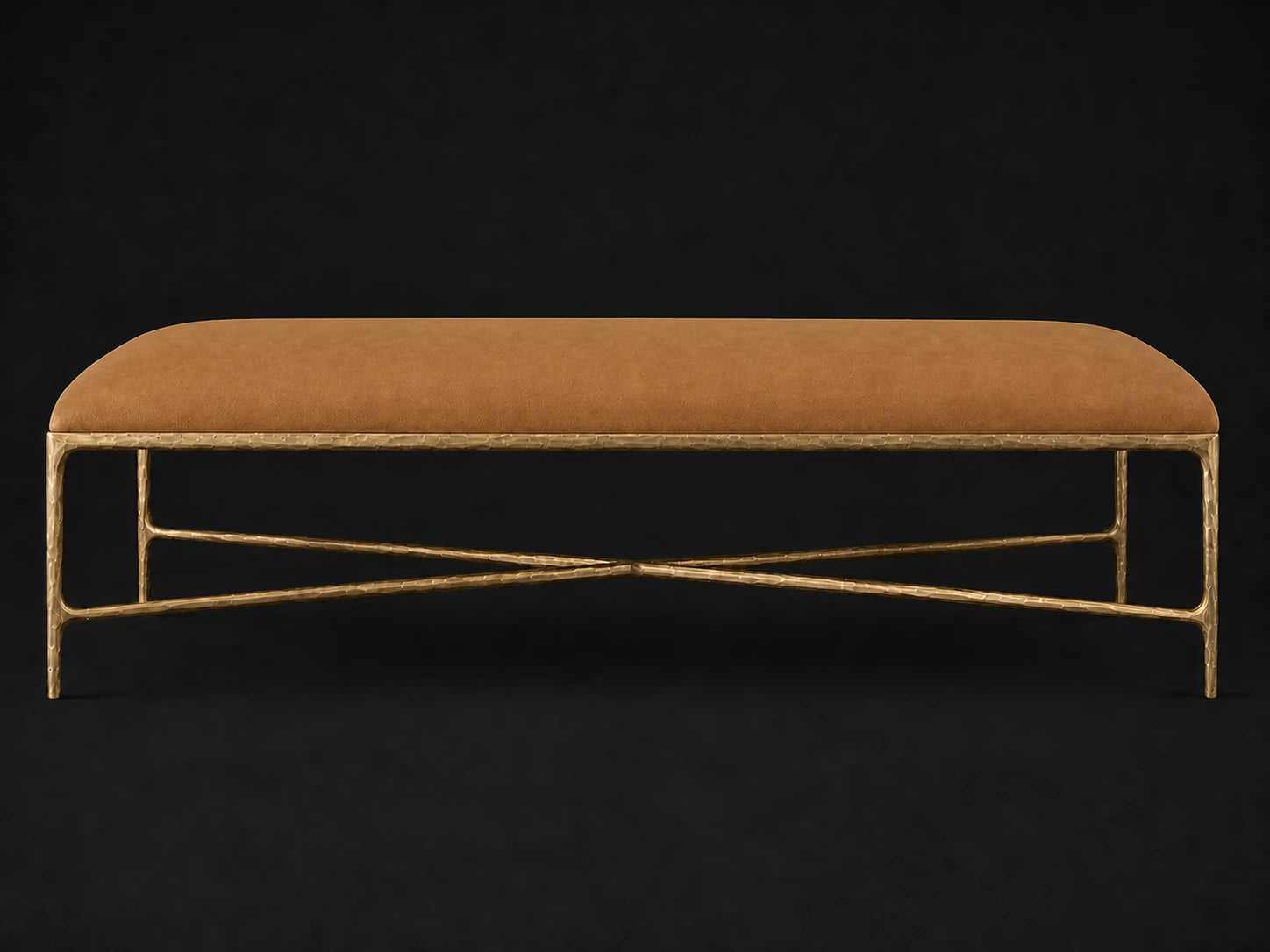 Rectangular Coffee Ottoman — Nubuck Leather Saddle — Forged Brass #Fabric & Color_Nubuck Leather Saddle