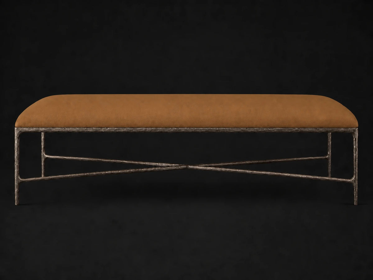 Rectangular Coffee Ottoman — Nubuck Leather Saddle — Forged Bronze #Fabric & Color_Nubuck Leather Saddle