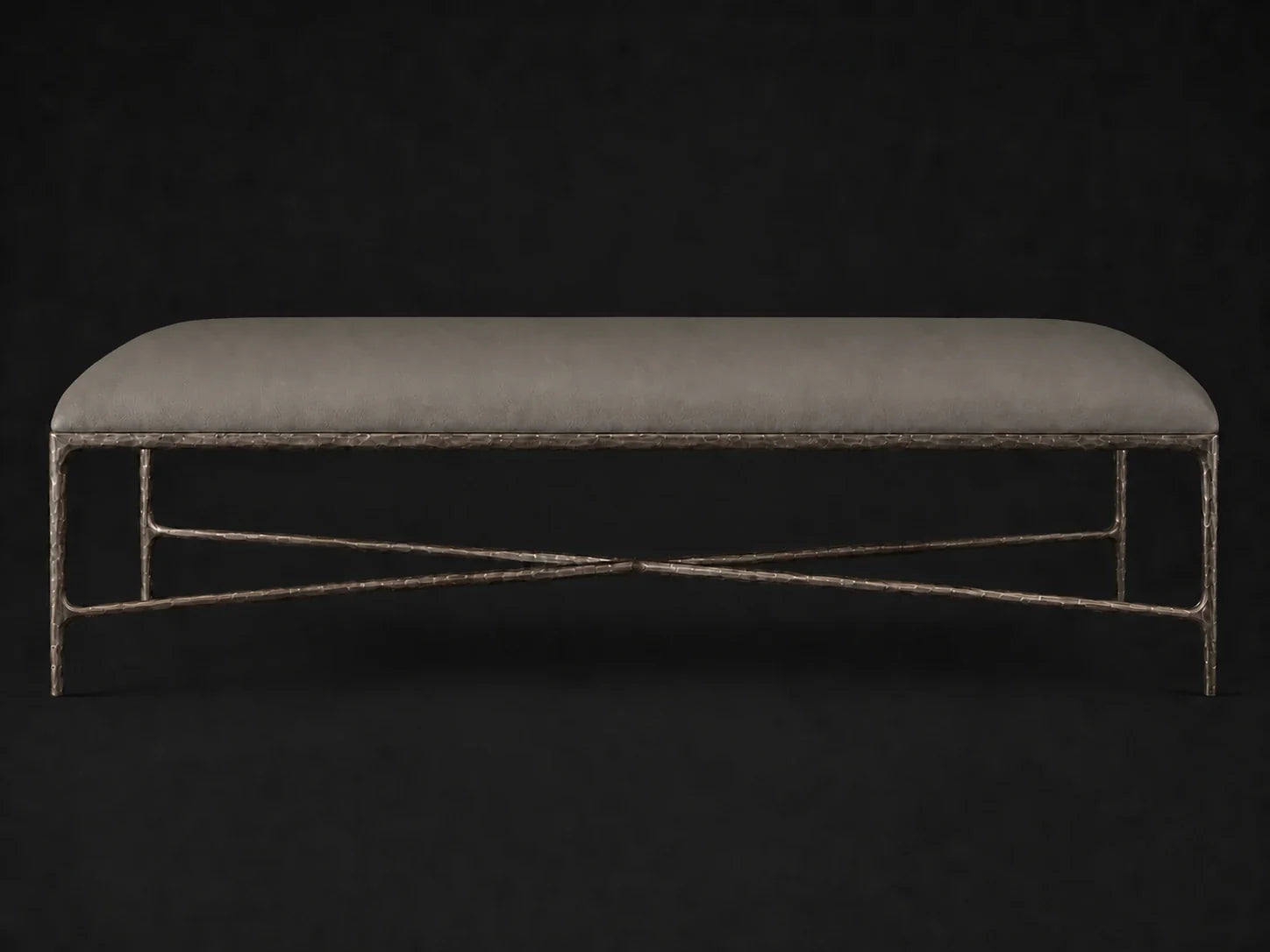 Rectangular Coffee Ottoman — Pebbled Leather Ash — Forged Bronze #Fabric & Color_Pebbled Leather Ash