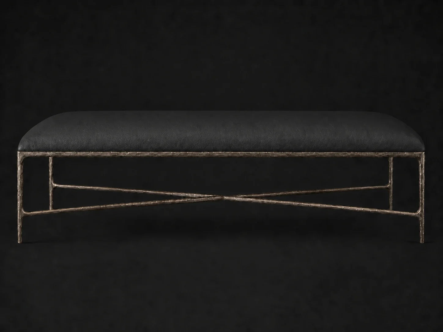 Rectangular Coffee Ottoman — Pebbled Leather Ink — Forged Bronze #Fabric & Color_Pebbled Leather Ink
