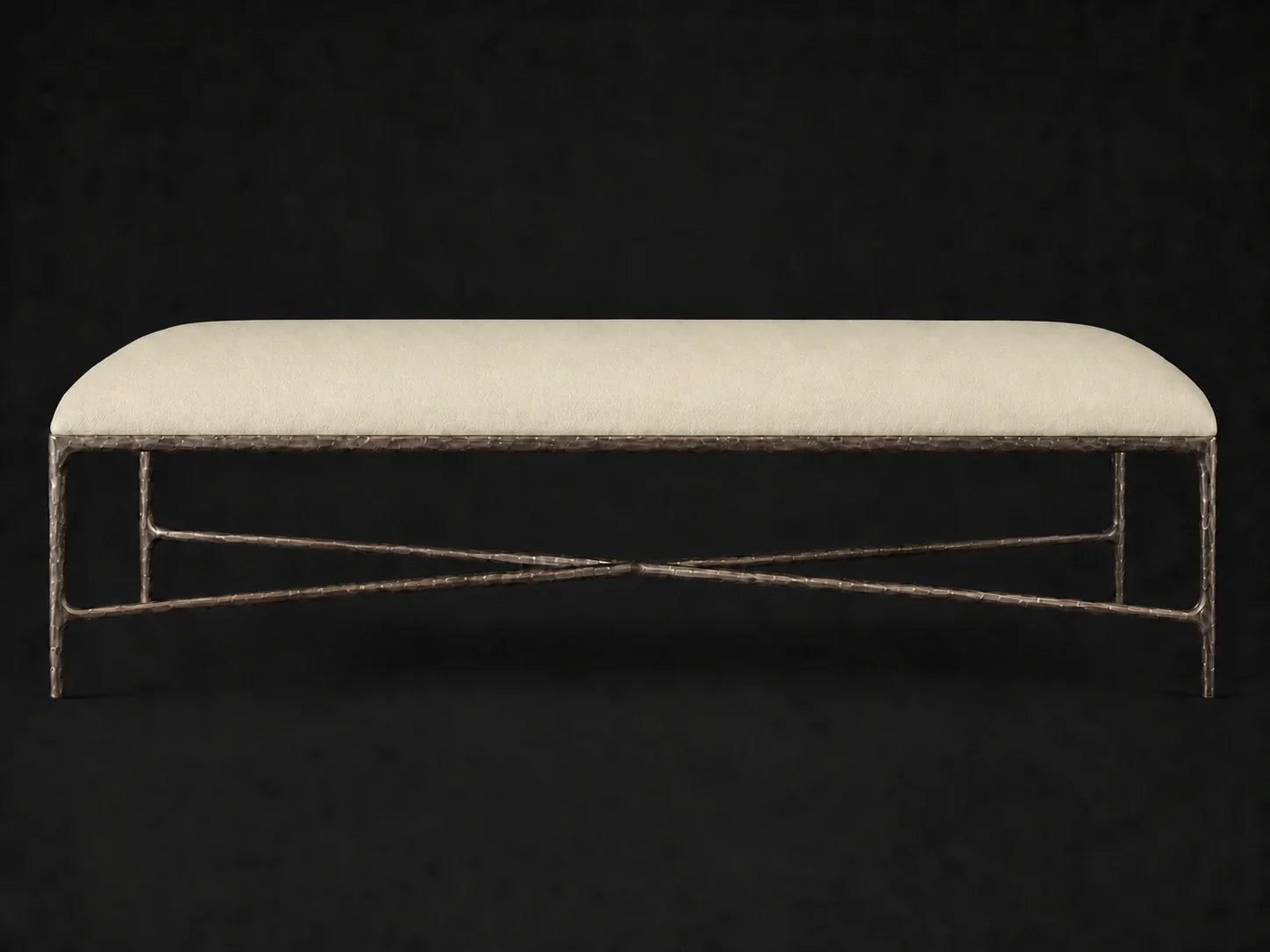 Rectangular Coffee Ottoman — Pebbled Leather Swan — Forged Bronze #Fabric & Color_Pebbled Leather Swan