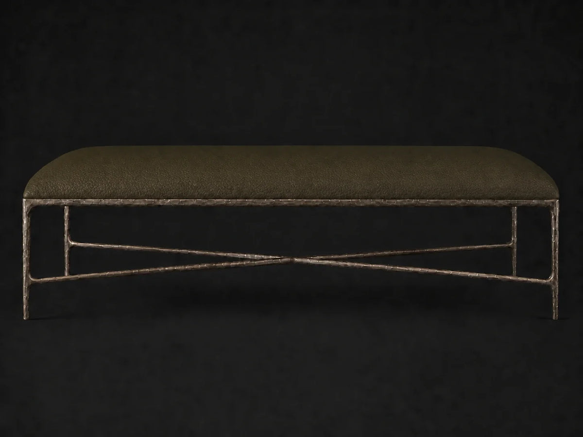 Rectangular Coffee Ottoman — Pebbled Leather Truffle — Forged Bronze #Fabric & Color_Pebbled Leather Truffle
