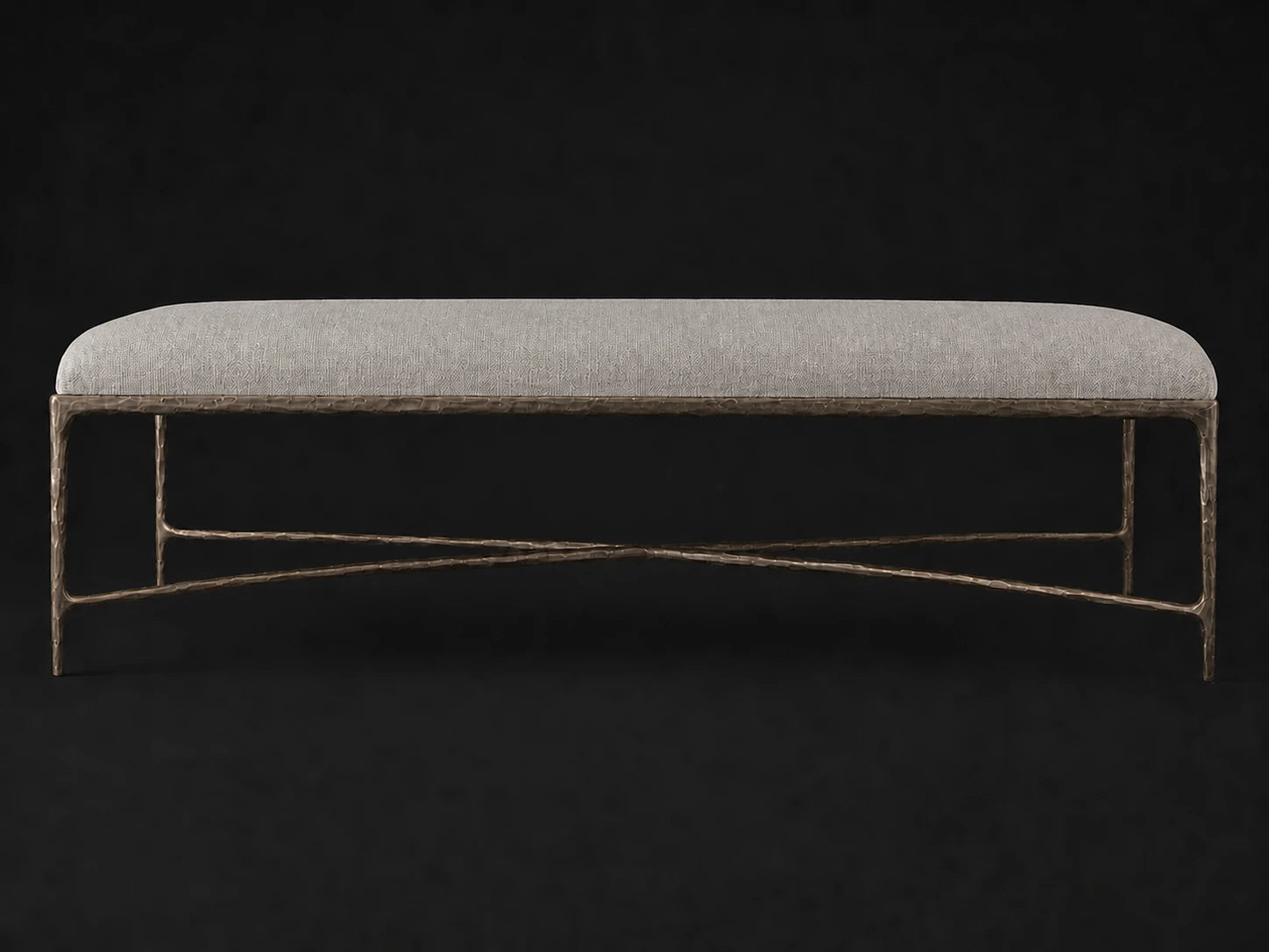 Rectangular Coffee Ottoman — Performance Linen Weave Cloud — Forged Bronze #Fabric & Color_Performance Linen Weave Cloud