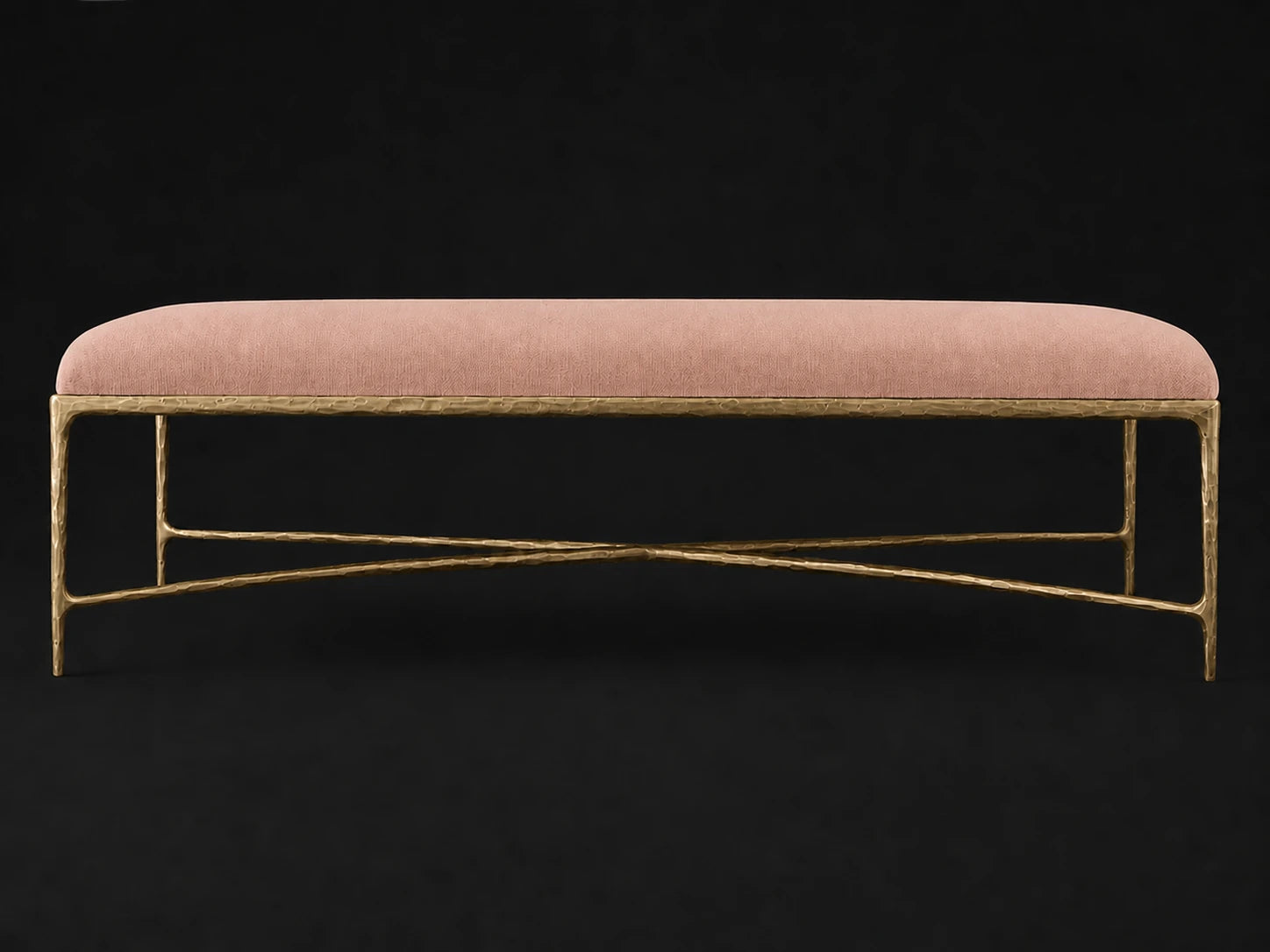 Rectangular Coffee Ottoman — Performance Velvet Blossom — Forged Brass #Fabric & Color_Performance Velvet Blossom