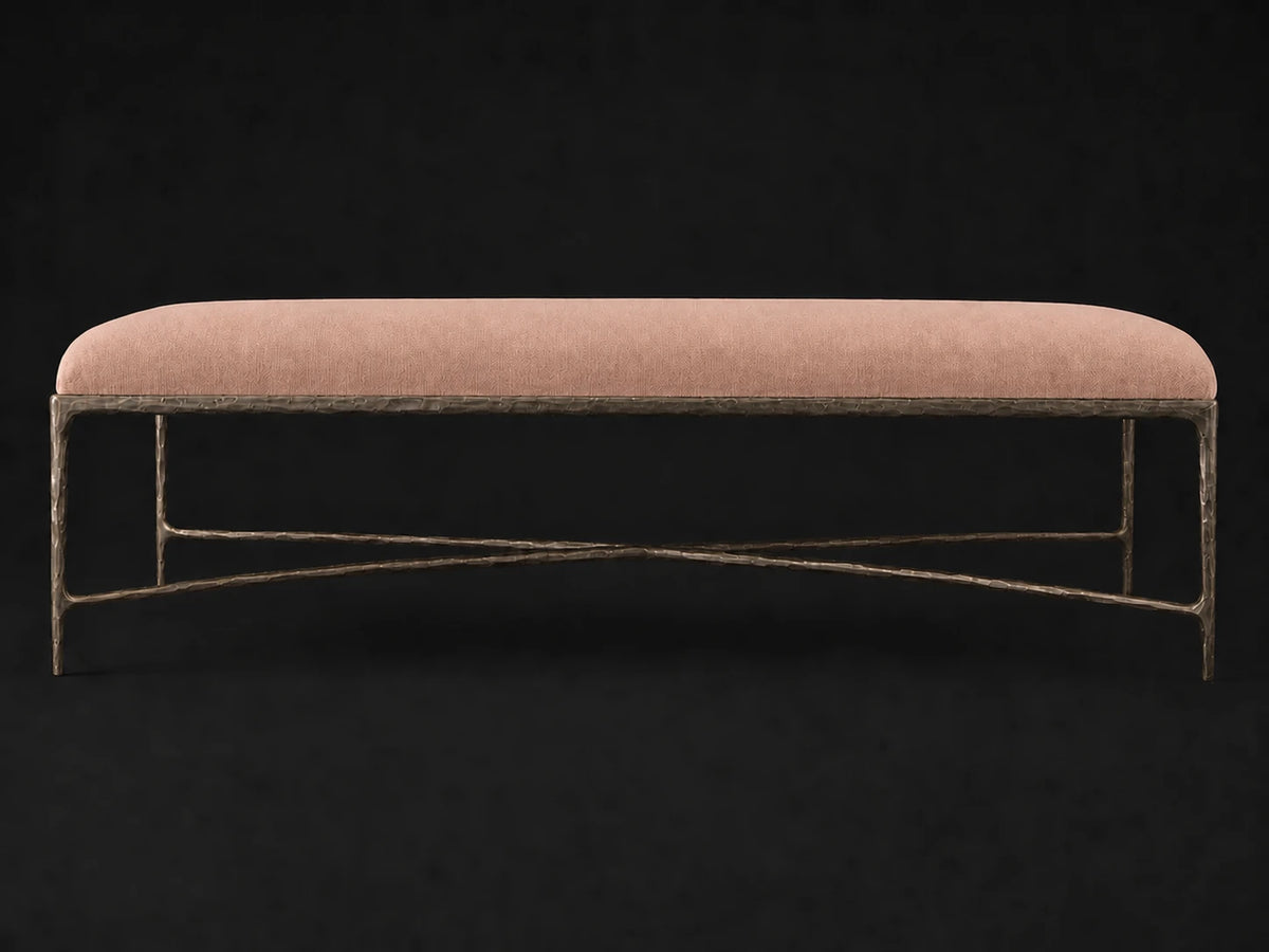 Rectangular Coffee Ottoman — Performance Velvet Blossom — Forged Bronze #Fabric & Color_Performance Velvet Blossom