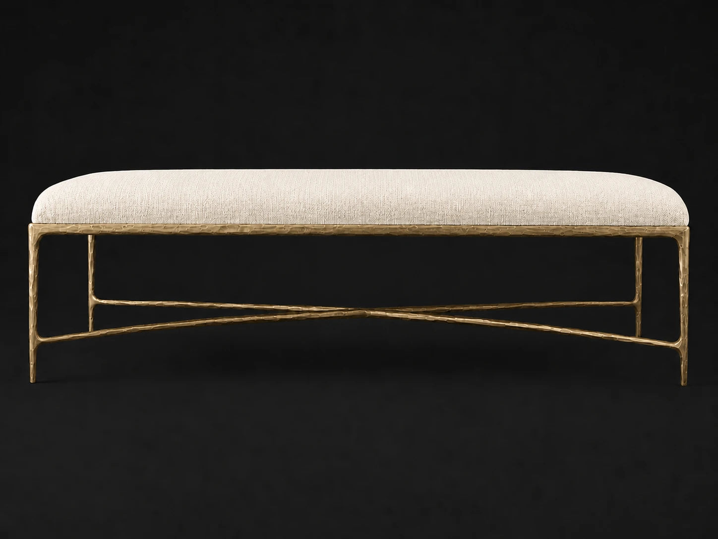 Rectangular Coffee Ottoman — Performance Woven Chenille Desert — Forged Brass #Fabric & Color_Performance Woven Chenille Desert