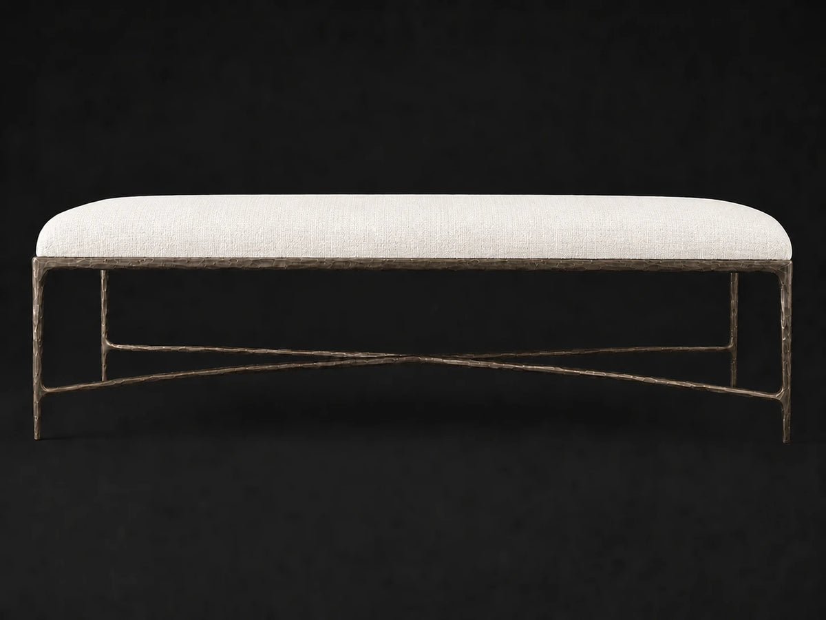 Rectangular Coffee Ottoman — Performance Woven Chenille Lace — Forged Bronze #Fabric & Color_Performance Woven Chenille Lace
