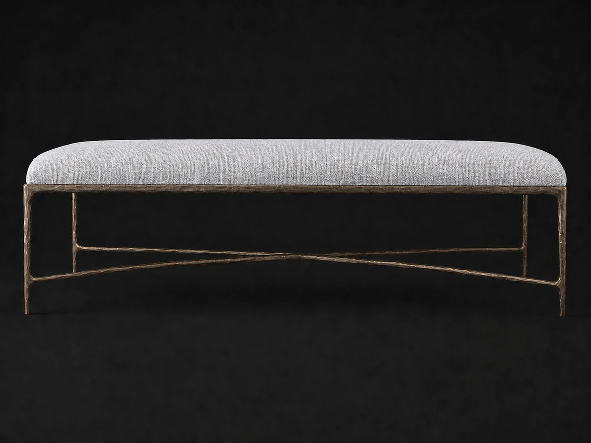 Rectangular Coffee Ottoman — Performance Woven Chenille Rain — Forged Bronze #Fabric & Color_Performance Woven Chenille Rain