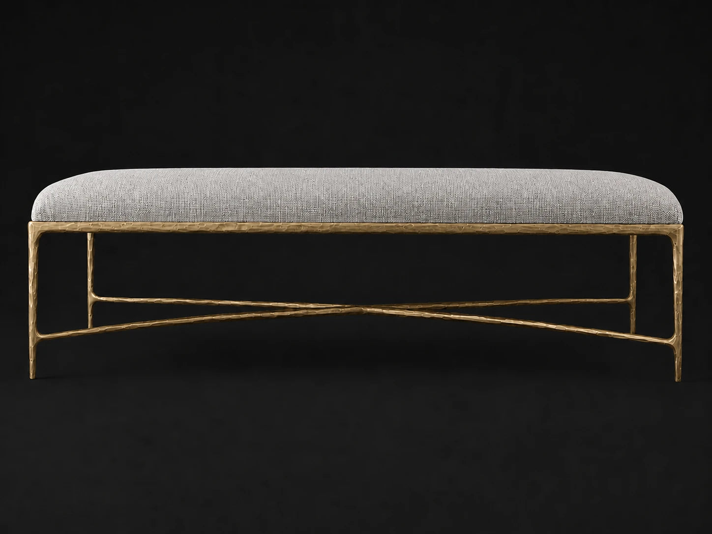 Rectangular Coffee Ottoman — Performance Woven Chenille Steel — Forged Brass #Fabric & Color_Performance Woven Chenille Steel