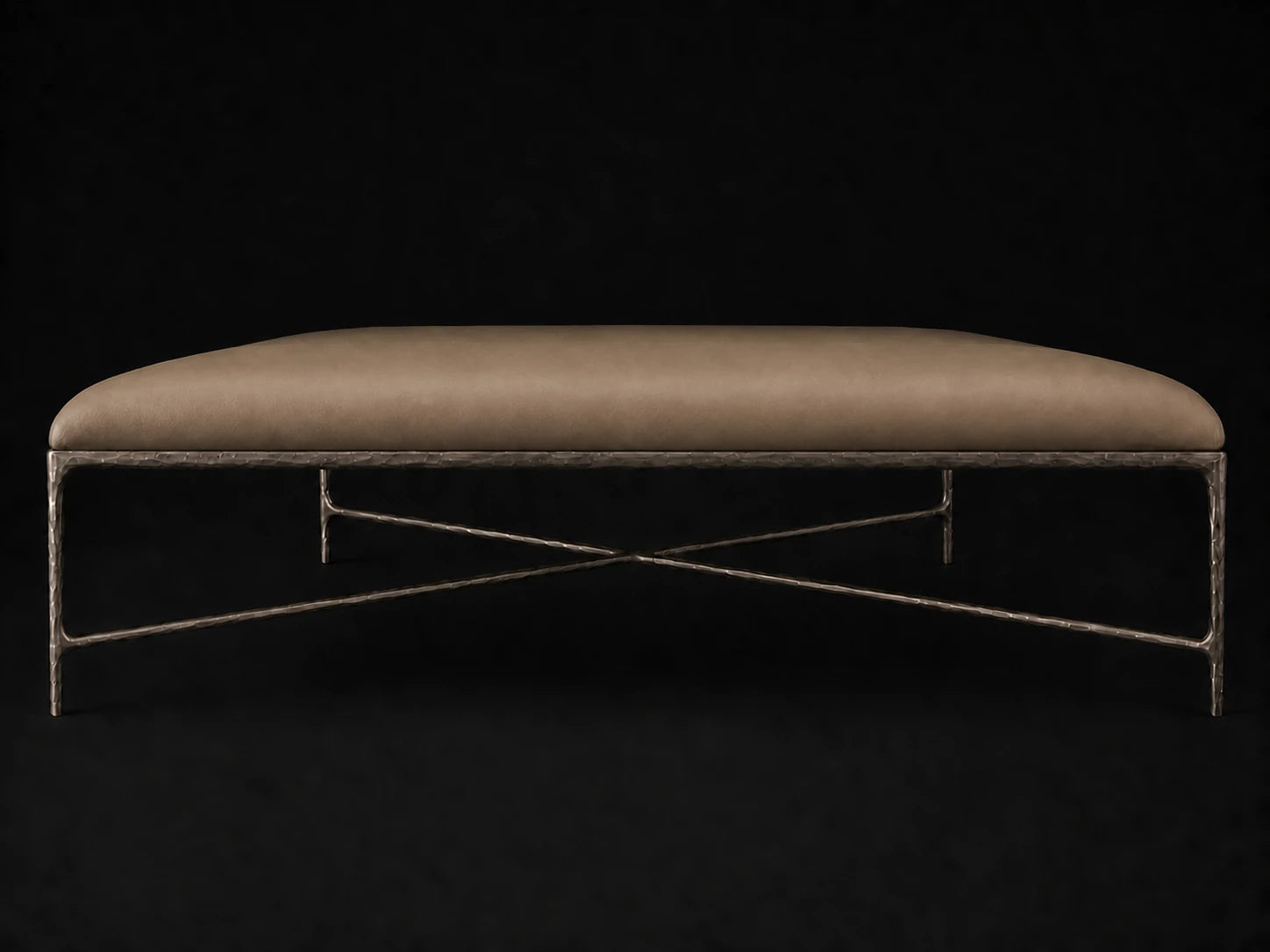 Square Coffee Ottoman — Costa Leather Portobello — Forged Bronze #Fabric & Color_Costa Leather Portobello