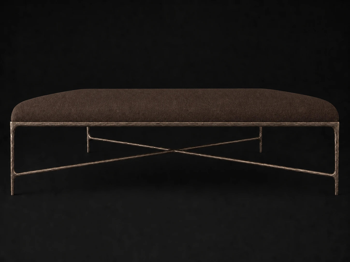 Square Coffee Ottoman — Italian Brushed Wool Cocoa — Forged Bronze #Fabric & Color_Italian Brushed Wool Cocoa