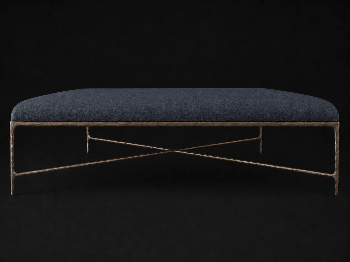 Square Coffee Ottoman — Italian Brushed Wool Harbor — Forged Bronze #Fabric & Color_Italian Brushed Wool Harbor