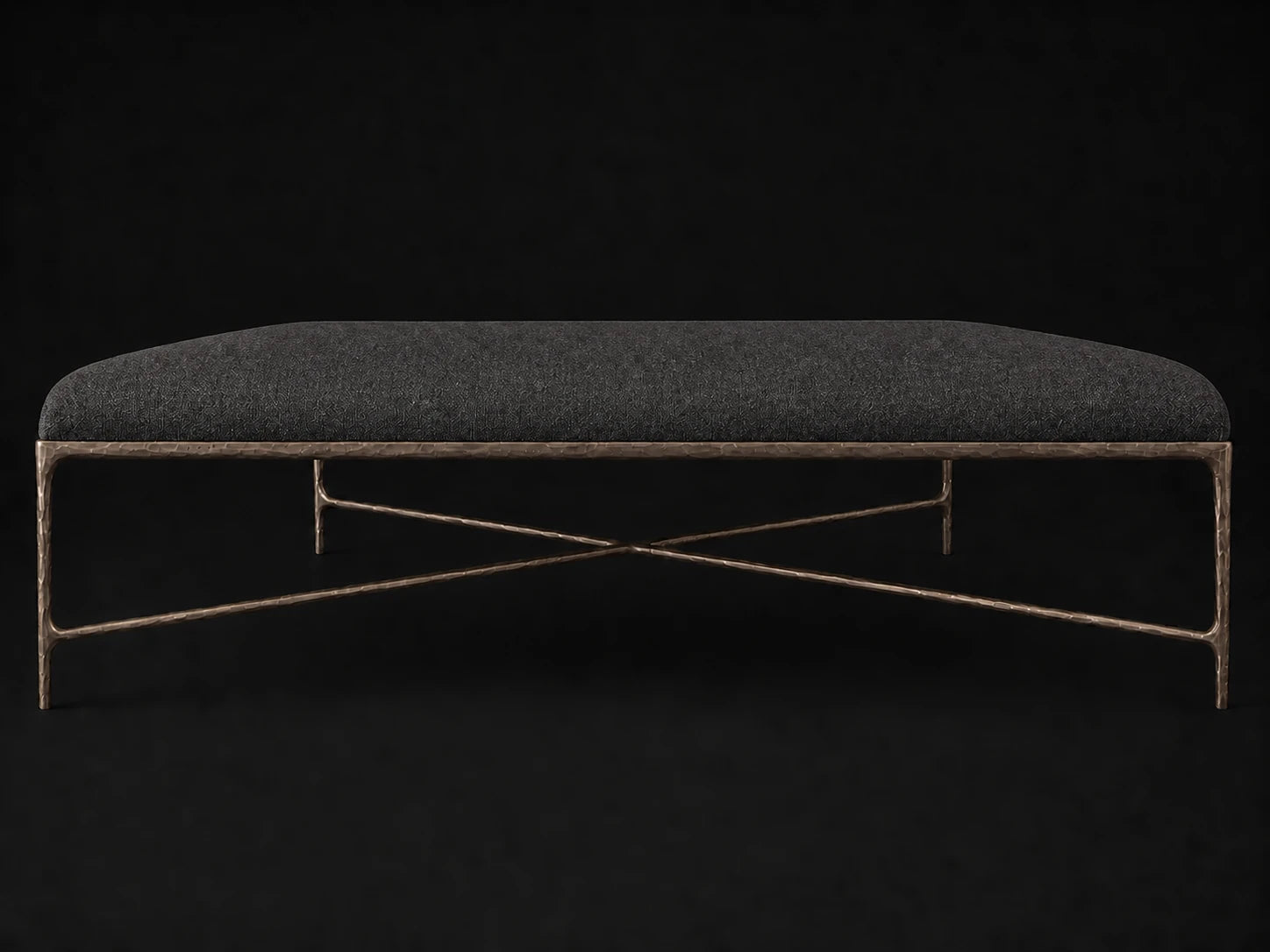 Square Coffee Ottoman — Italian Brushed Wool Pepper — Forged Bronze #Fabric & Color_Italian Brushed Wool Pepper