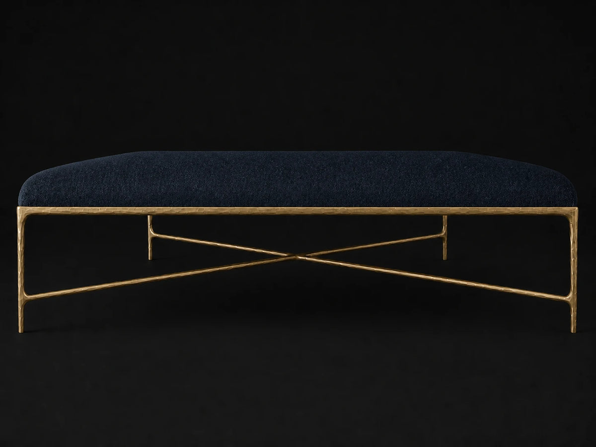 Square Coffee Ottoman — Mohair Admiral — Forged Brass #Fabric & Color_Mohair Admiral