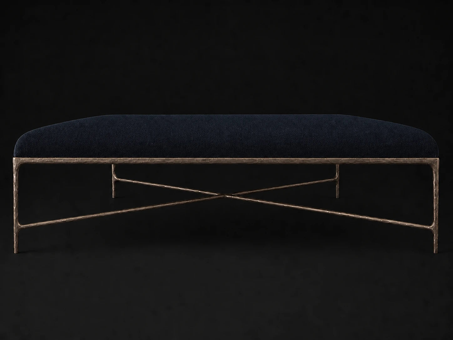 Square Coffee Ottoman — Mohair Admiral — Forged Bronze #Fabric & Color_Mohair Admiral