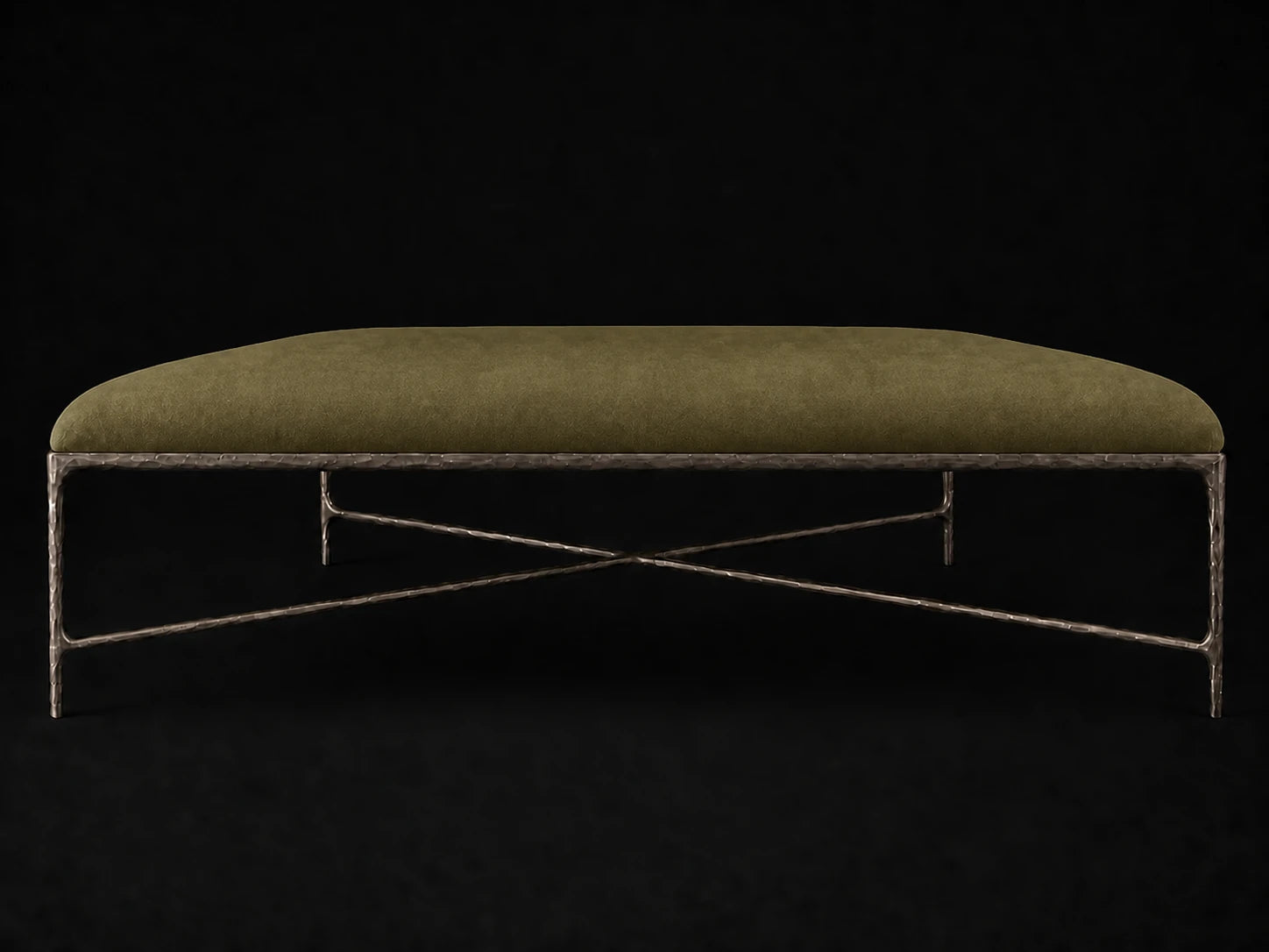 Square Coffee Ottoman — Nubuck Leather Artichoke — Forged Bronze #Fabric & Color_Nubuck Leather Artichoke