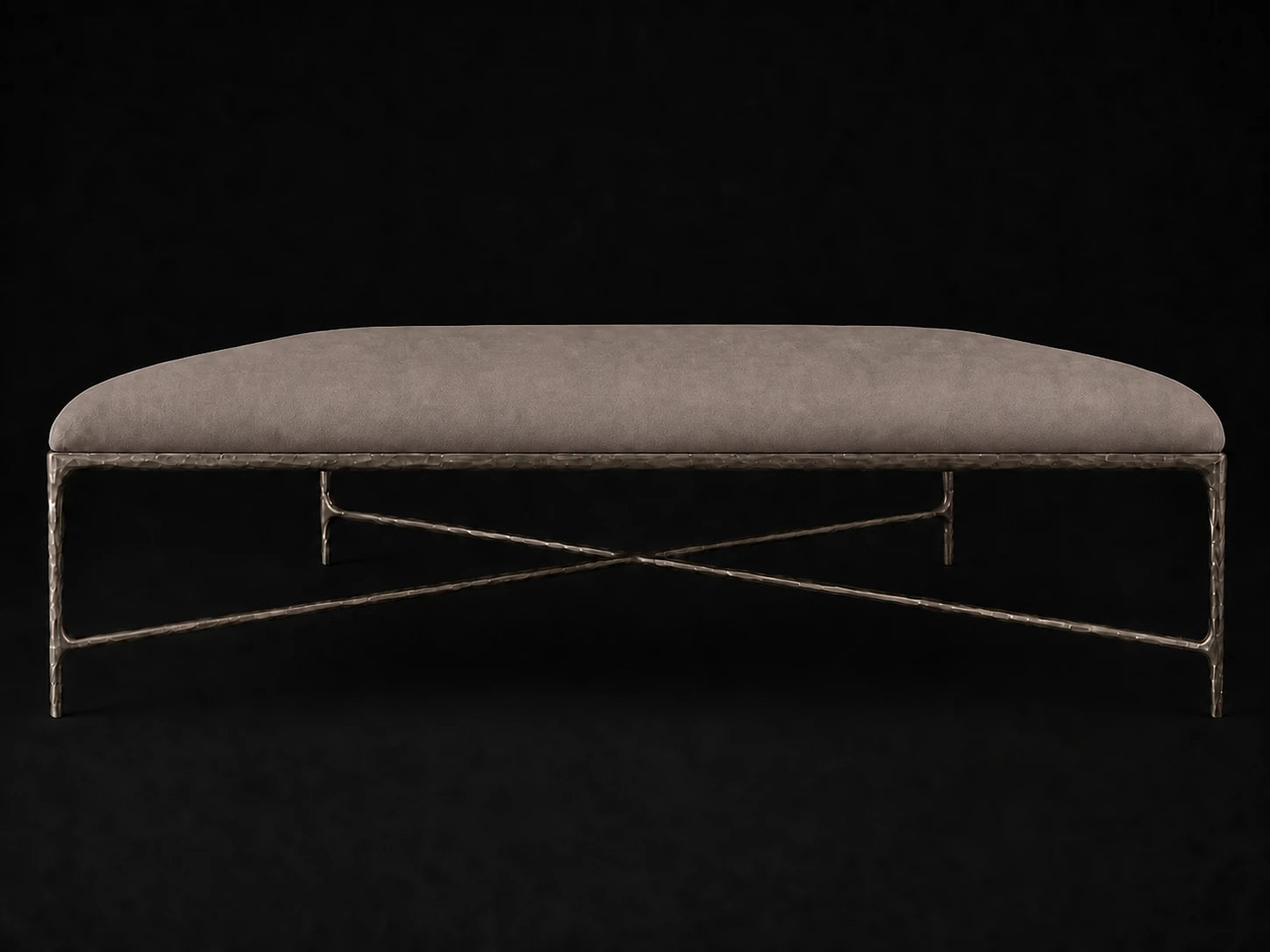 Square Coffee Ottoman — Nubuck Leather Asphalt — Forged Bronze #Fabric & Color_Nubuck Leather Asphalt
