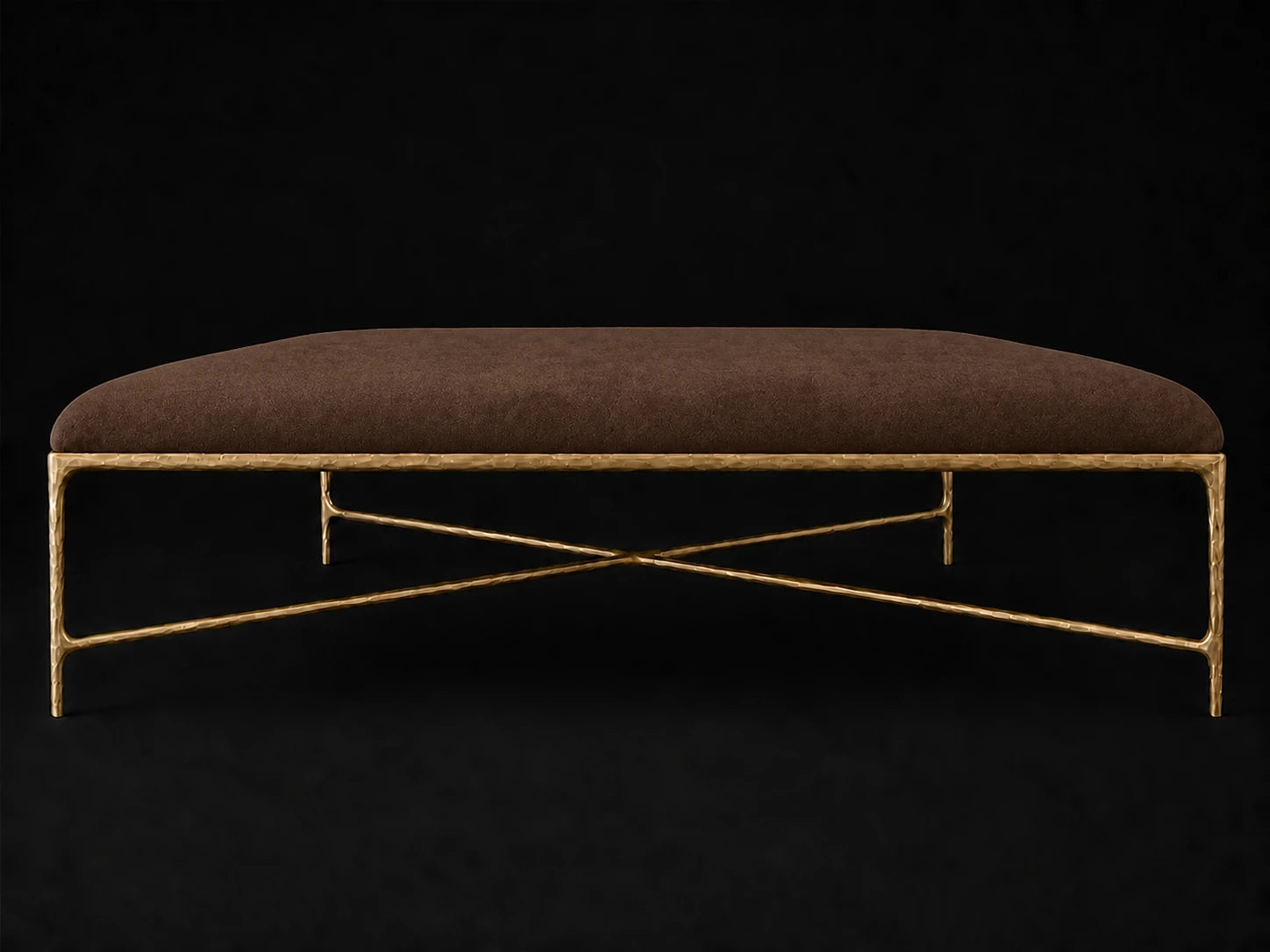 Square Coffee Ottoman — Nubuck Leather Espresso — Forged Brass #Fabric & Color_Nubuck Leather Espresso