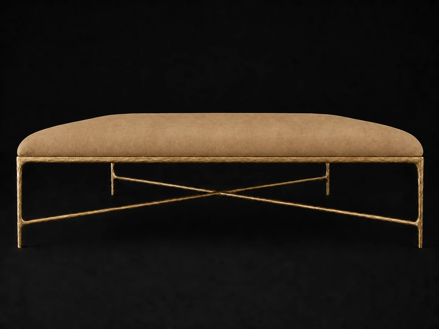 Square Coffee Ottoman — Nubuck Leather Rye — Forged Brass #Fabric & Color_Nubuck Leather Rye