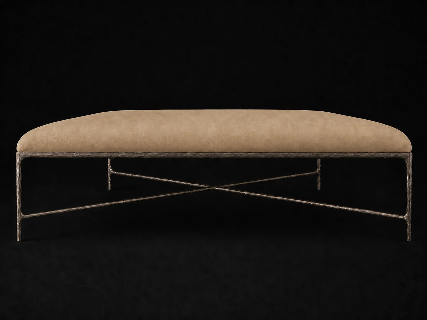 Square Coffee Ottoman — Nubuck Leather Rye — Forged Bronze #Fabric & Color_Nubuck Leather Rye