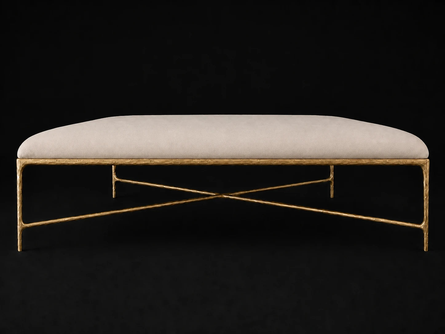 Square Coffee Ottoman — Nubuck Leather Sail — Forged Brass #Fabric & Color_Nubuck Leather Sail
