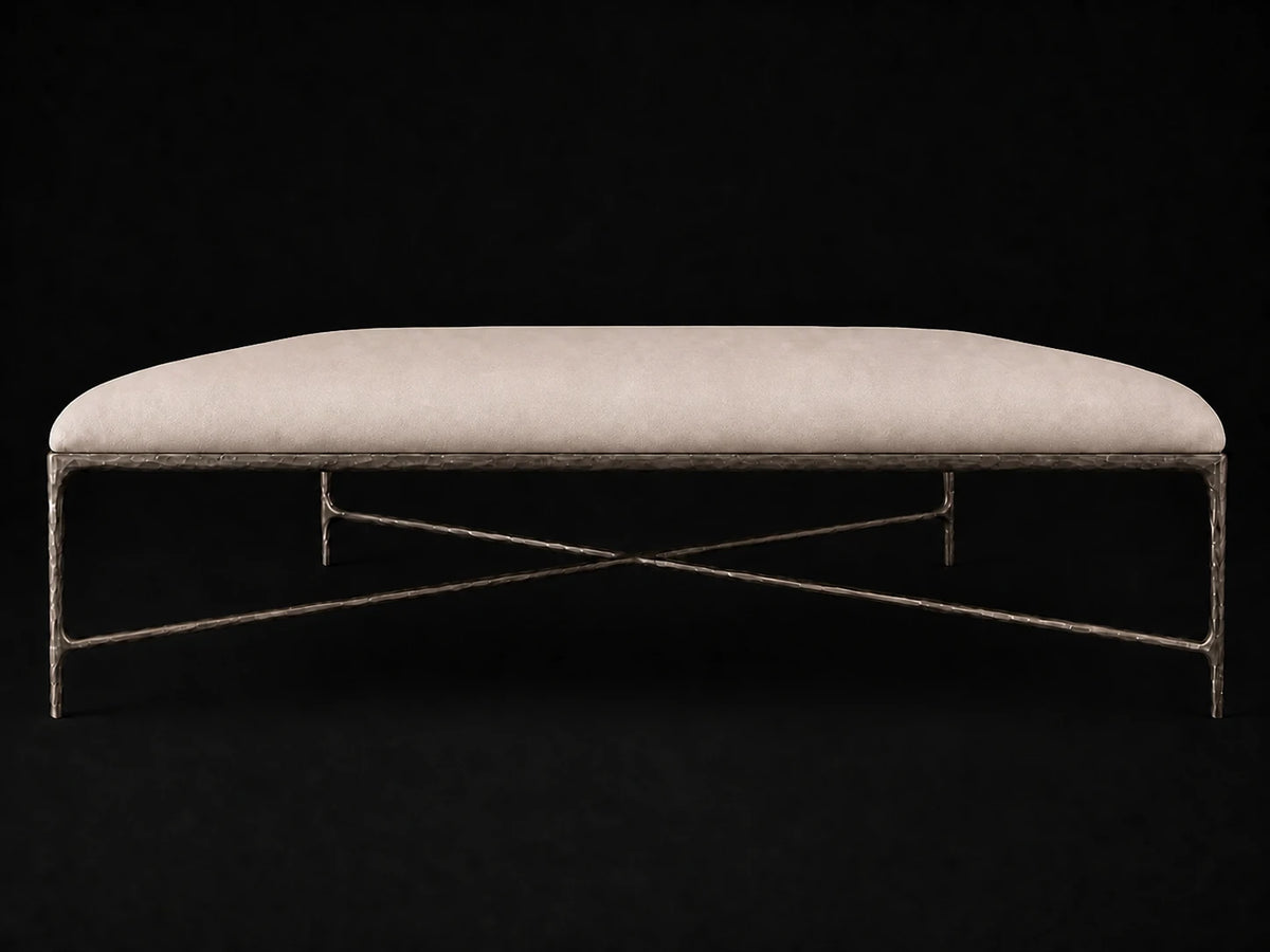 Square Coffee Ottoman — Nubuck Leather Sail — Forged Bronze #Fabric & Color_Nubuck Leather Sail