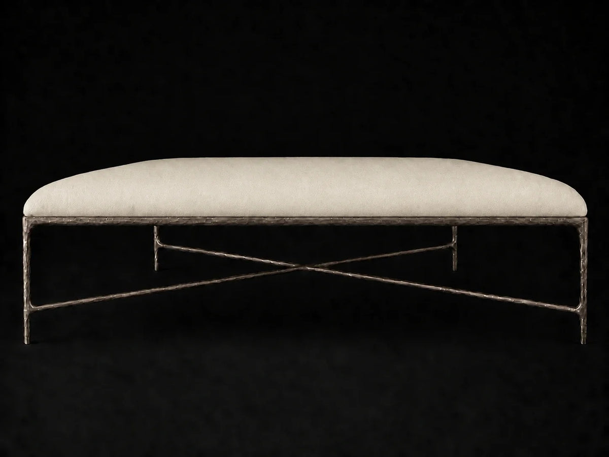Square Coffee Ottoman — Pebbled Leather Swan — Forged Bronze #Fabric & Color_Pebbled Leather Swan