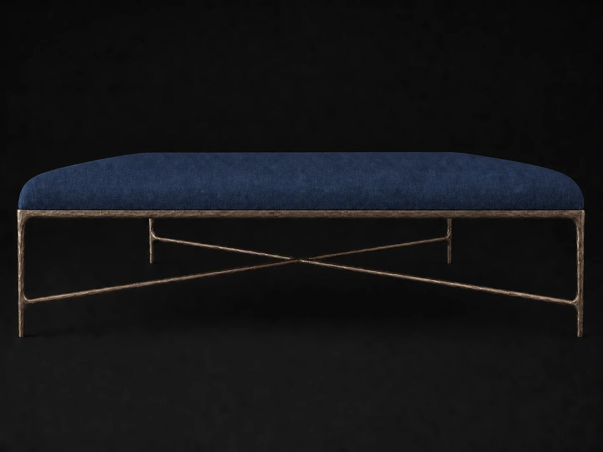 Square Coffee Ottoman — Performance Linen Weave Bay — Forged Bronze #Fabric & Color_Performance Linen Weave Bay