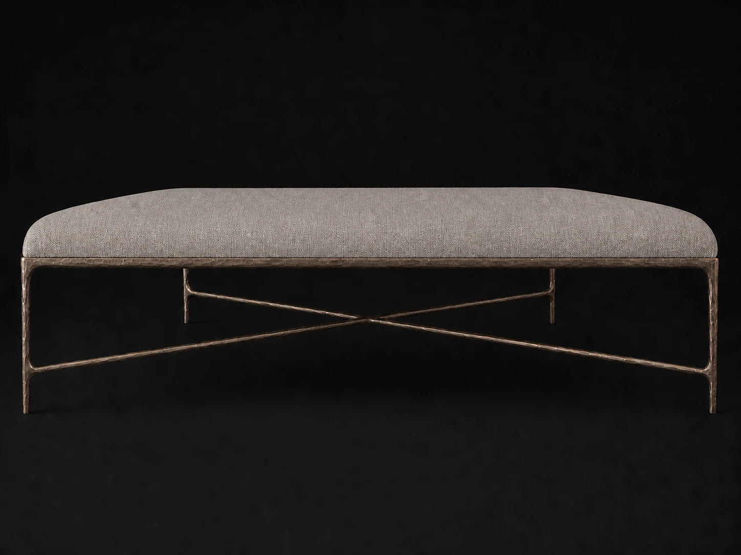 Square Coffee Ottoman — Performance Linen Weave Cloud — Forged Bronze #Fabric & Color_Performance Linen Weave Cloud