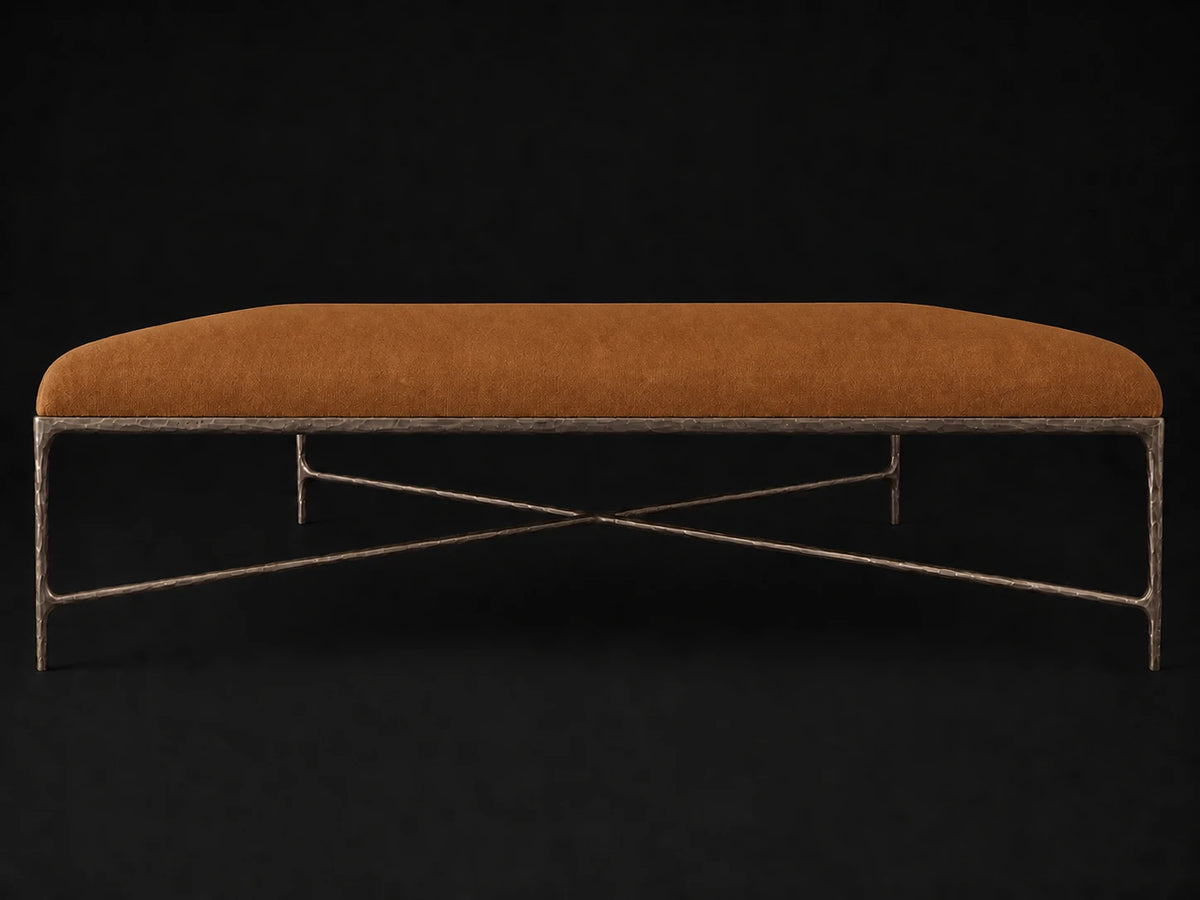 Square Coffee Ottoman — Performance Velvet Cider — Forged Bronze #Fabric & Color_Performance Velvet Cider