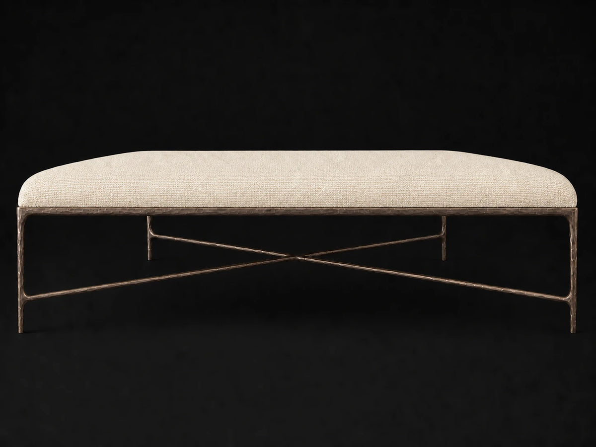 Square Coffee Ottoman — Performance Woven Chenille Desert — Forged Bronze #Fabric & Color_Performance Woven Chenille Desert