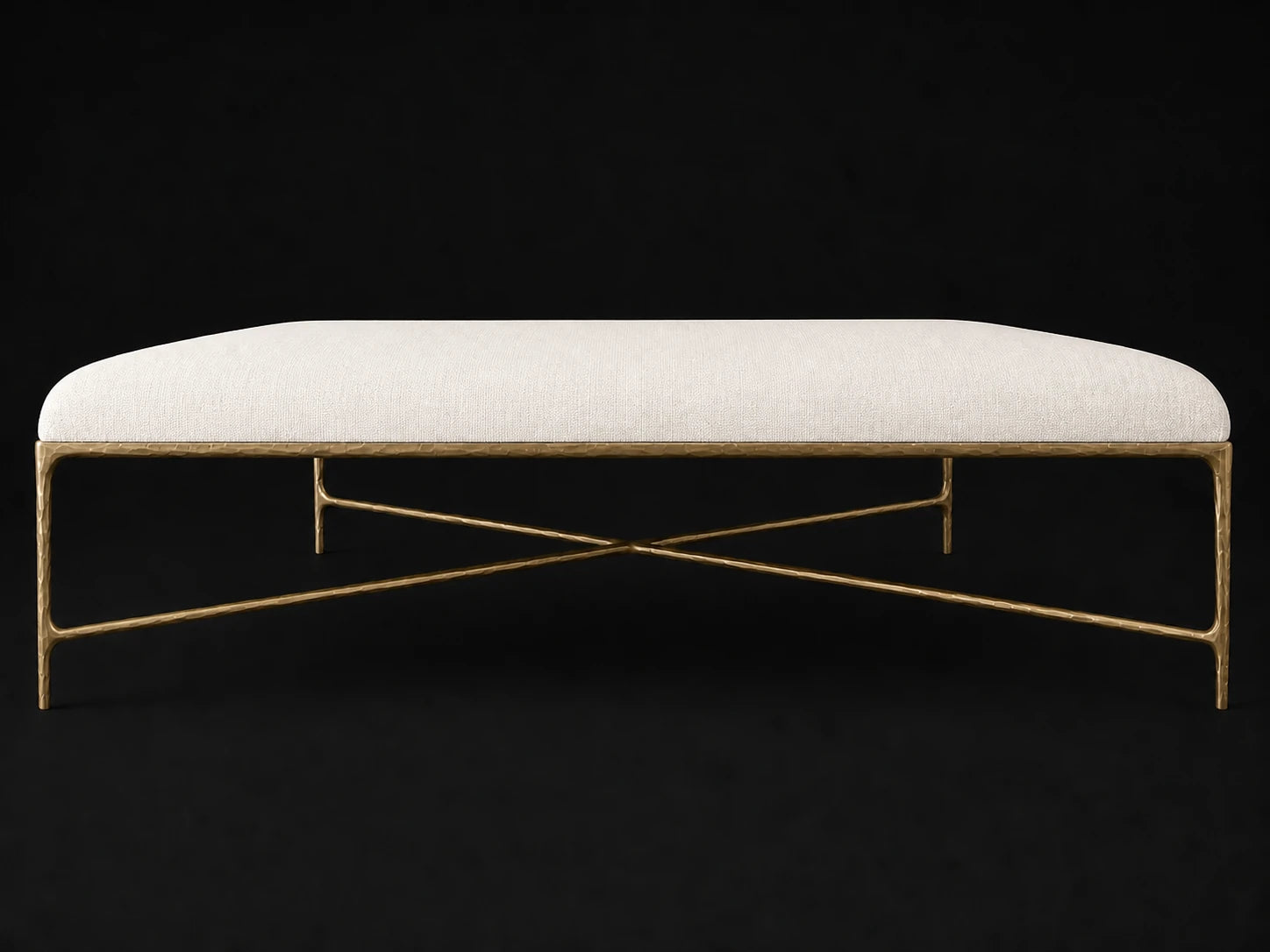 Square Coffee Ottoman — Performance Woven Chenille Lace — Forged Brass #Fabric & Color_Performance Woven Chenille Lace